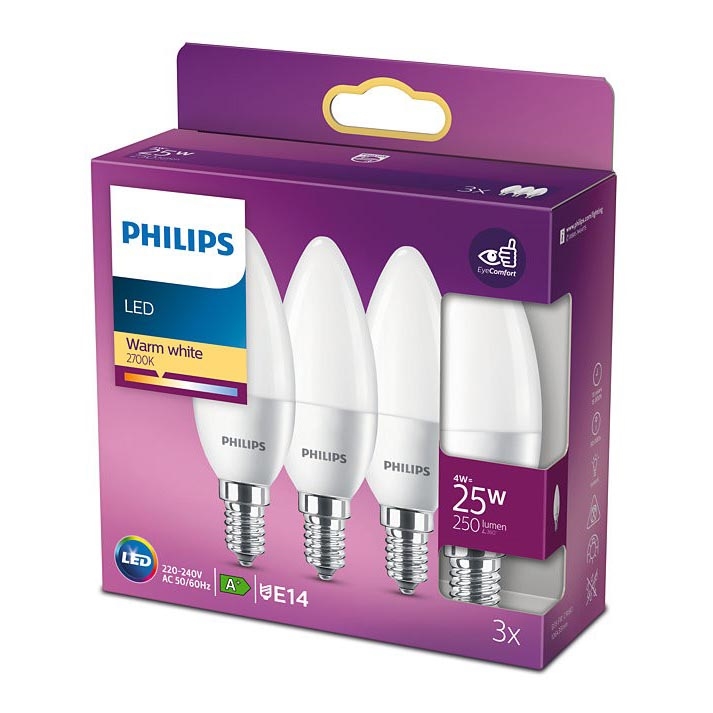 SET 3x LED Glühbirne Philips B35 E14/4W/230V 2700K