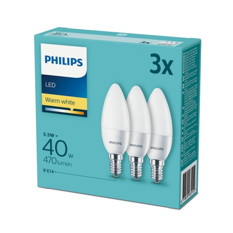 SET 3x LED Glühbirne Philips E14/5,5W/230V 2700K