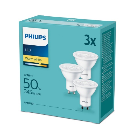 SET 3x LED Glühbirne Philips GU10/4,7W/230V 2700K