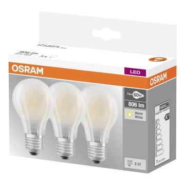 SET 3x LED Glühbirne VINTAGE E27/7W/230V 2700K - Osram