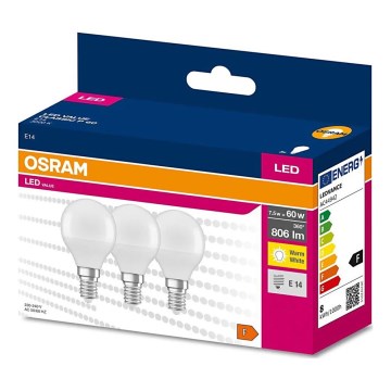 SET 3x LED-Glühlampe P45 E14/7,5W/230V 3000K - Osram