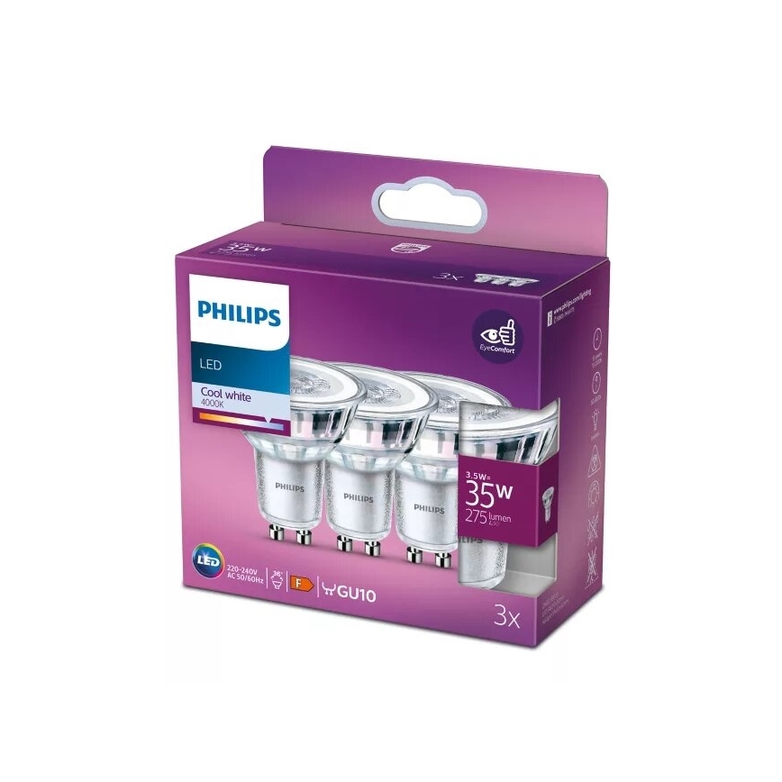 SET 3x LED-Lampe Philips PAR16 GU10/3,5W/230V 4000K