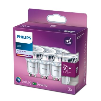 SET 3x LED-Lampe Philips PAR16 GU10/4,6W/230V 4000K