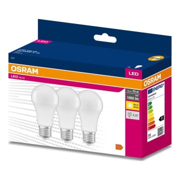 SET 3x LED-Leuchtmittel A60 E27/10W/230V 3000K - Osram