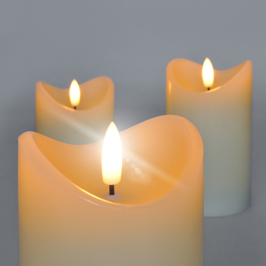 SET 3x LED-Naturwachskerze LED/3xAAA/warmweiβ