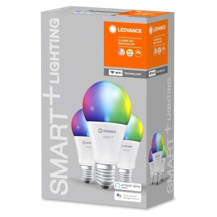 SET 3x LED RGB LED-Dimmbirne SMART+ E27/9,5W/230V 2700K-6500K - Ledvance