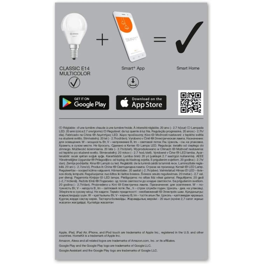 SET 3x LED RGBW Dimmbare Glühbirne SMART+ E14/5W/230V 2700K-6500K - Ledvance