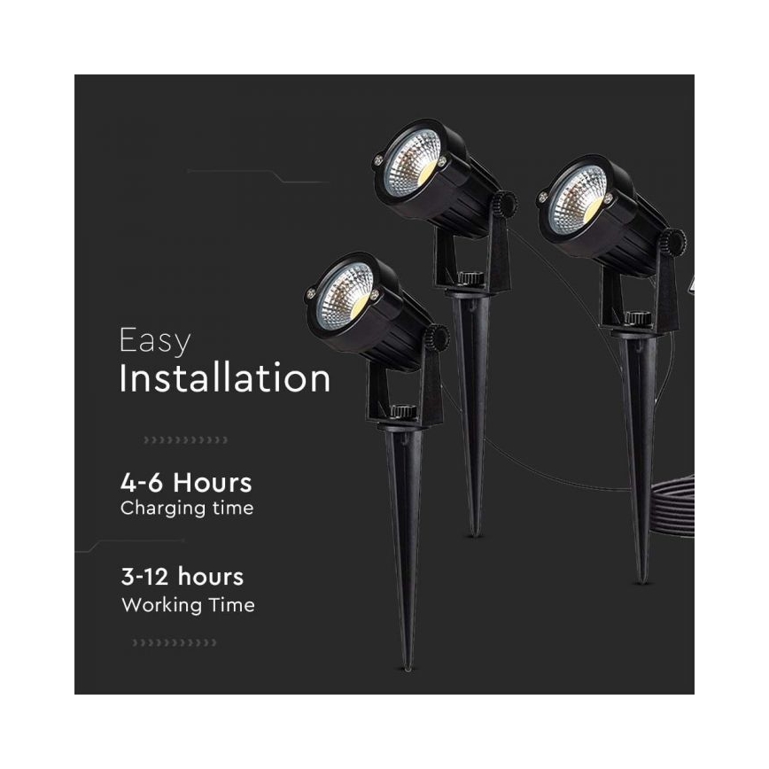 SET 3x LED-Solarlampe für den Außenbereich 3xLED/1,2W/3,7V IP65 3000K