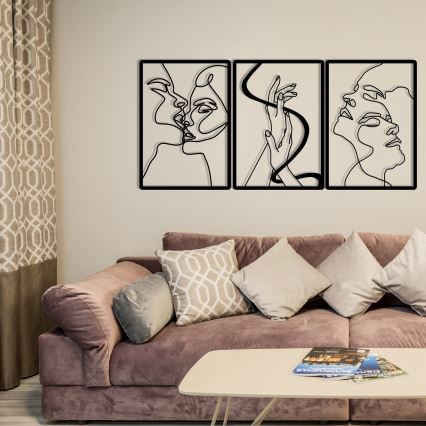 SET 3x Wanddekoration 109x50 cm Liebe Metall