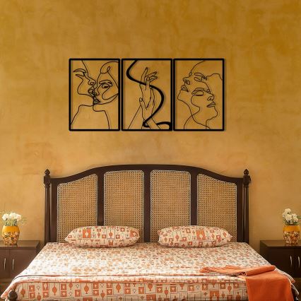 SET 3x Wanddekoration 109x50 cm Liebe Metall