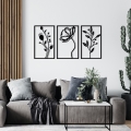 SET 3x Wanddekoration 78x39 cm Blumen Metall