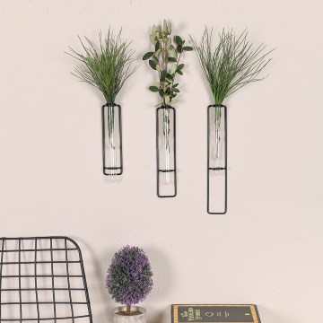 SET 3x Wanddekoration für Blumen 20/25/30 cm schwarz