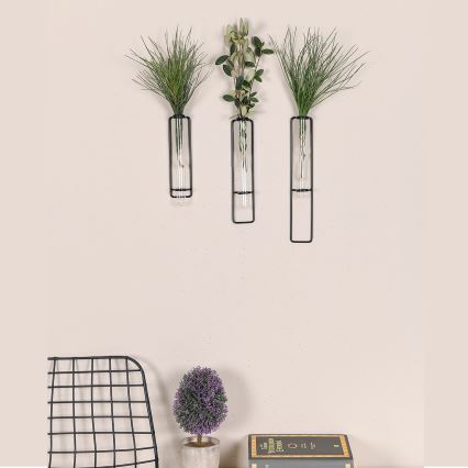 SET 3x Wanddekoration für Blumen 20/25/30 cm schwarz