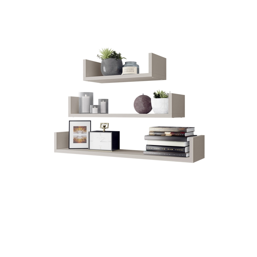 SET 3x Wandregal TRIO 40/60/80x11 cm Kaschmir