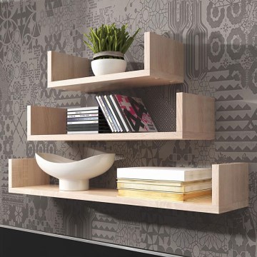 SET 3x Wandregal TRIO 40/60/80x11x18 cm Eiche Sonoma