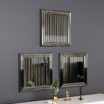 SET 3x Wandspiegel OTTO 40x40 cm silbern