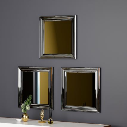 SET 3x Wandspiegel OTTO 40x40 cm silbern