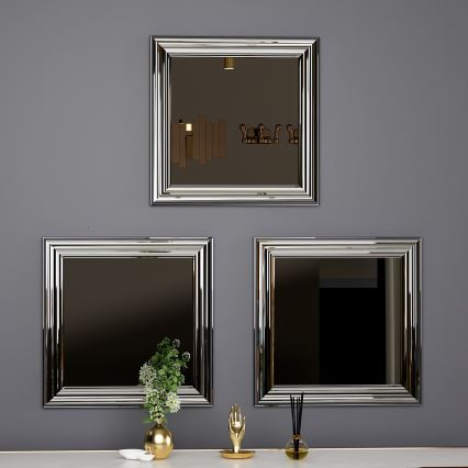 SET 3x Wandspiegel OTTO 40x40 cm silbern