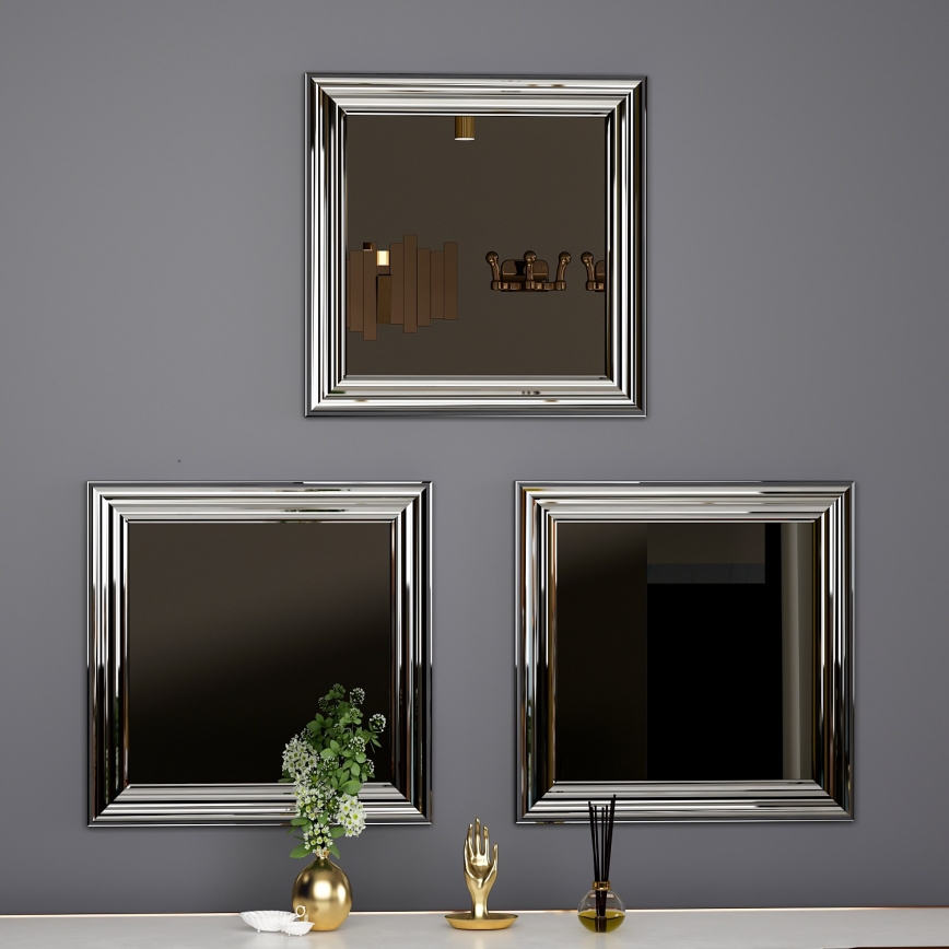 SET 3x Wandspiegel OTTO 40x40 cm silbern