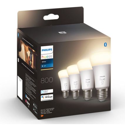 SET 4x LED dimmbare Glühbirne Philips Hue WHITE A60 E27/9W/230V 2700K