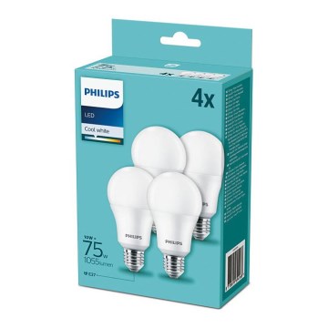 SET 4x LED Glühbirne Philips A60 E27/10W/230V 4000K