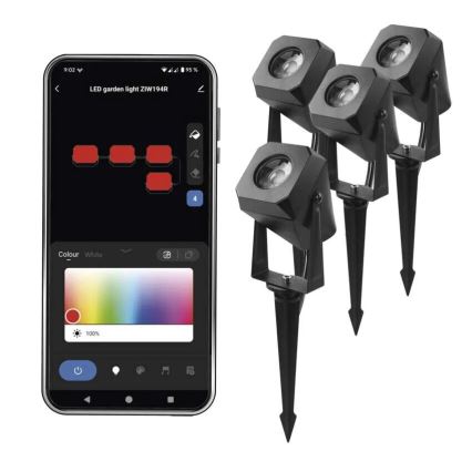 SET 4x LED RGBIC Dimmbare Outdoor-Leuchte LED/7W/230V 3000-6500K IP65 Wi-Fi Tuya