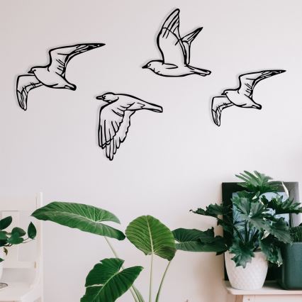 SET 4x Wanddekoration Vögel aus Metall