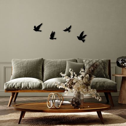 SET 4x Wanddekoration Vögel aus Metall