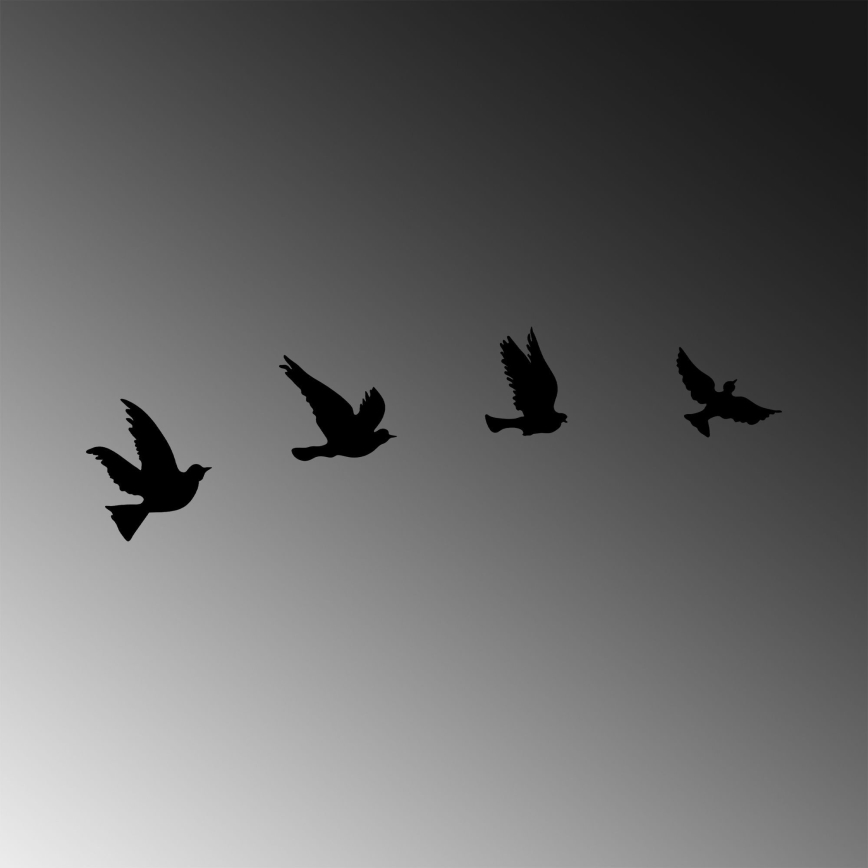 SET 4x Wanddekoration Vögel aus Metall