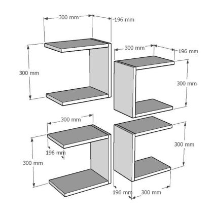 SET 4x Wandregal BASE 30x30 cm weiß