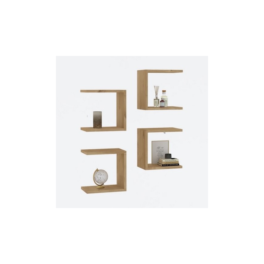 SET 4x Wandregal BASE braun