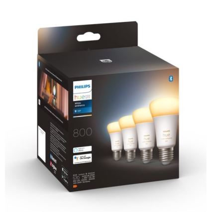 SET 4xLED Dimmbare Glühbirne Philips Hue WHITE AMBIANCE E27/6W/230V 2200-6500K