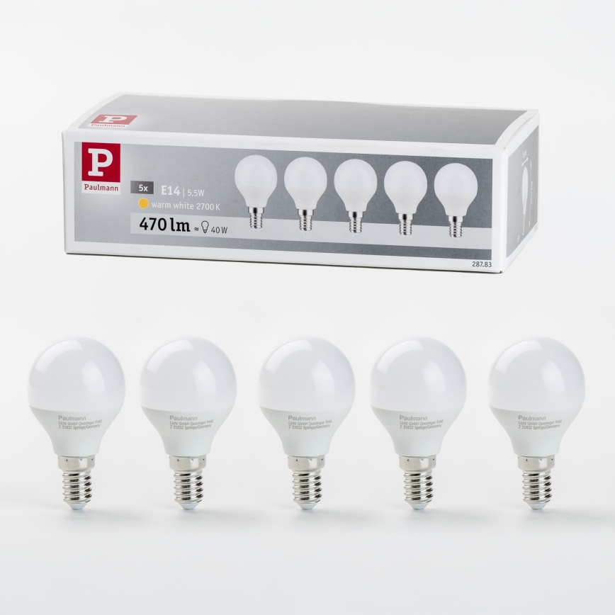 SET 5x LED-Lampe P45 E14/5,5W/230V 2700K - Paulmann 28783