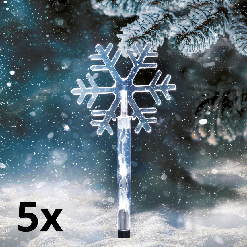SET 5x LED-Outdoor-Weihnachtsleuchte LED/3xAA/kaltweiß IP44