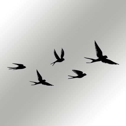 SET 5x Wanddekoration Vögel Metall