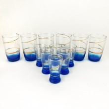 Set 6x größeres Glas und 6x kleineres Glas für Shots blau