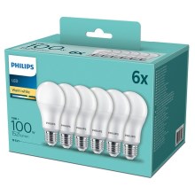 SET 6x LED Glühbirne Philips A60 E27/13W/230V 2700K