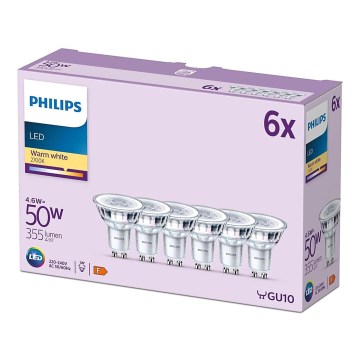 SET 6x LED-Leuchtmittel Philips GU10/4,6W/230V 2700K