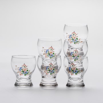 Set 6x Likörglas klar - Blumenmuster Nr. 3