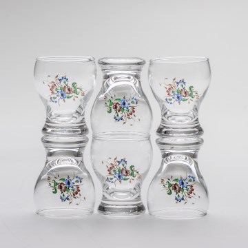 Set 6x Likörglas klar - Blumenmuster Nr. 4