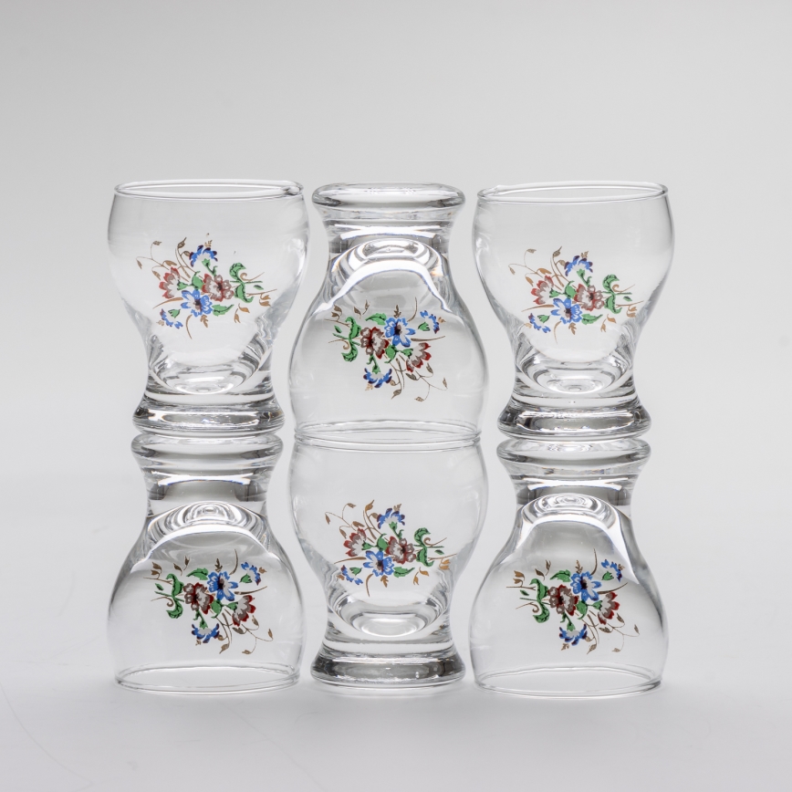 Set 6x Likörglas klar - Blumenmuster Nr. 4