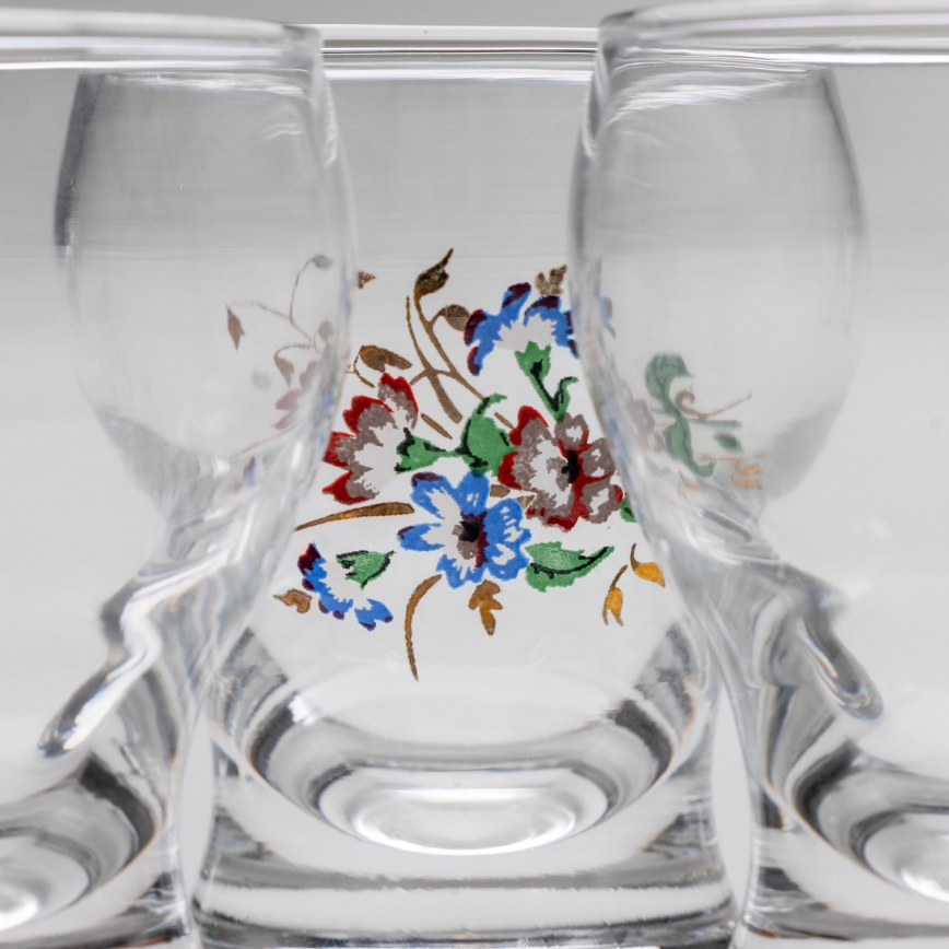 Set 6x Likörglas klar - Blumenmuster Nr. 4