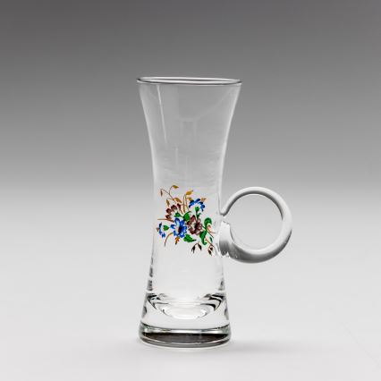 Set 6x Likörglas mit Henkel klar mit Blumenstrauß-Motiv Nr. 2