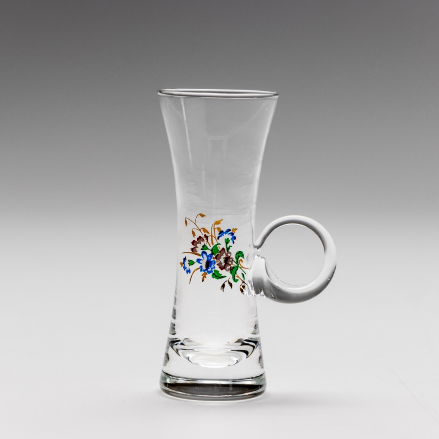 Set 6x Likörglas mit Henkel klar mit Blumenstrauß-Motiv Nr. 2