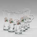 Set 6x Likörglas mit Henkel klar mit Blumenstrauß-Motiv Nr. 3