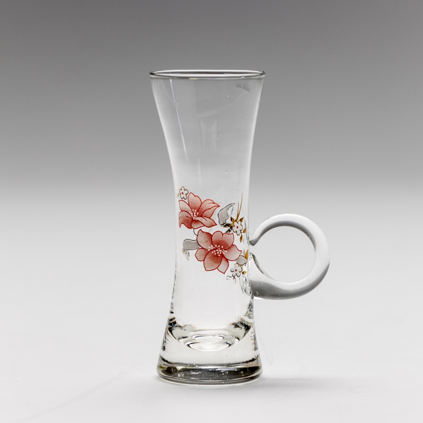 Set 6x Likörglas mit Henkel klar mit Blumenstrauß-Motiv Nr. 4