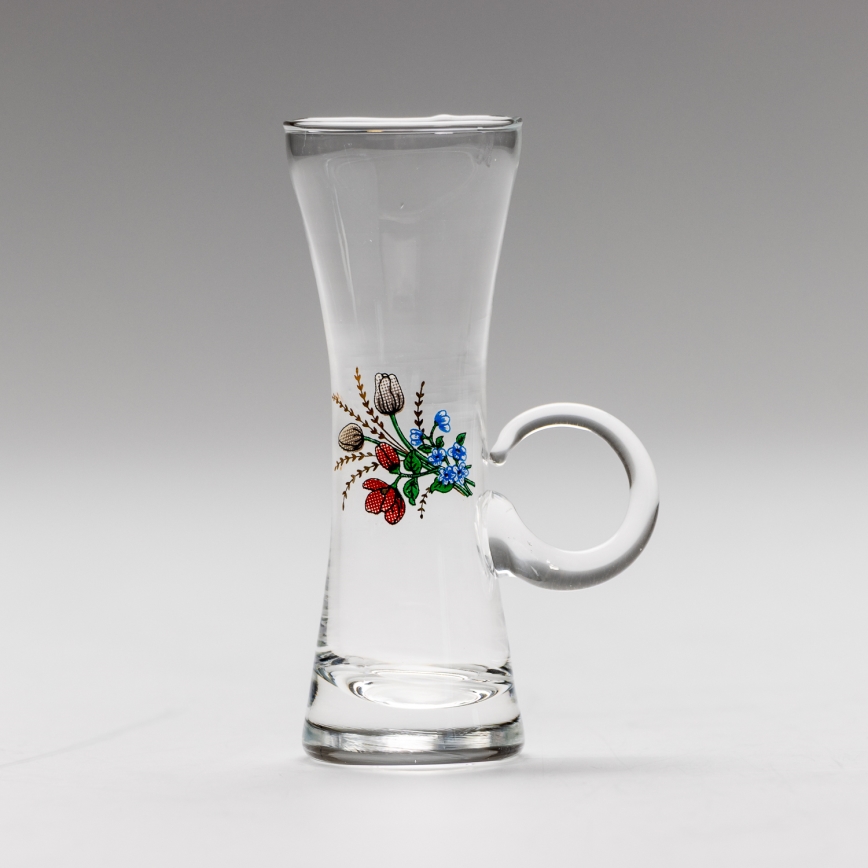 Set 6x Likörglas mit Henkel klar mit Blumenstrauß-Motiv Nr. 5