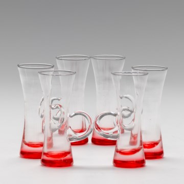 Set 6x Likörglas mit Henkel rot