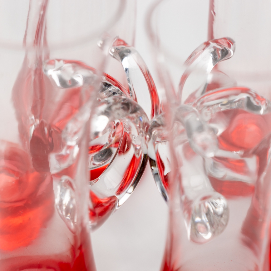 Set 6x Likörglas mit Henkel rot