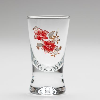 Set 6x Shot-Gläser klar mit Blumenstrauß-Motiv Nr. 2